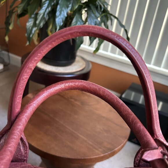 ALEXANDER MCQUEEN Leather Convertible Satchel Bag Burgundy - Picture 10 of 15